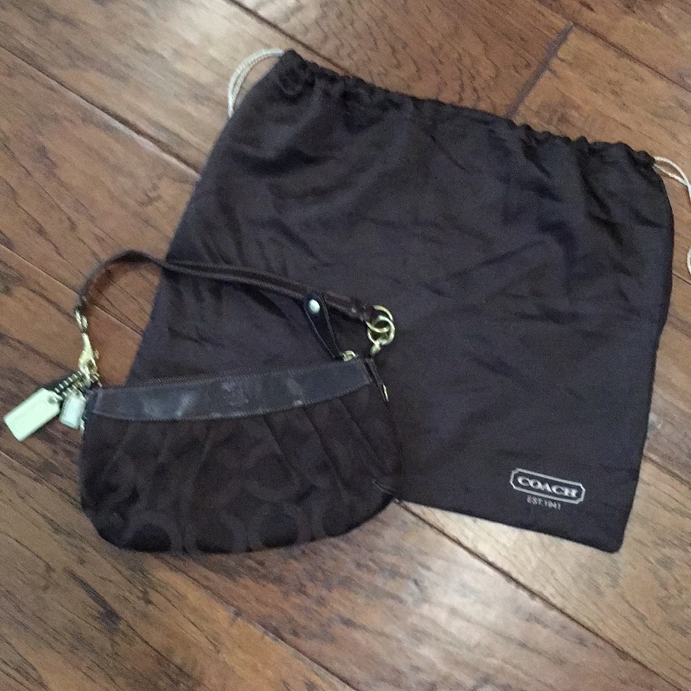 Small Brown Coach bag with Leather Large C pattern